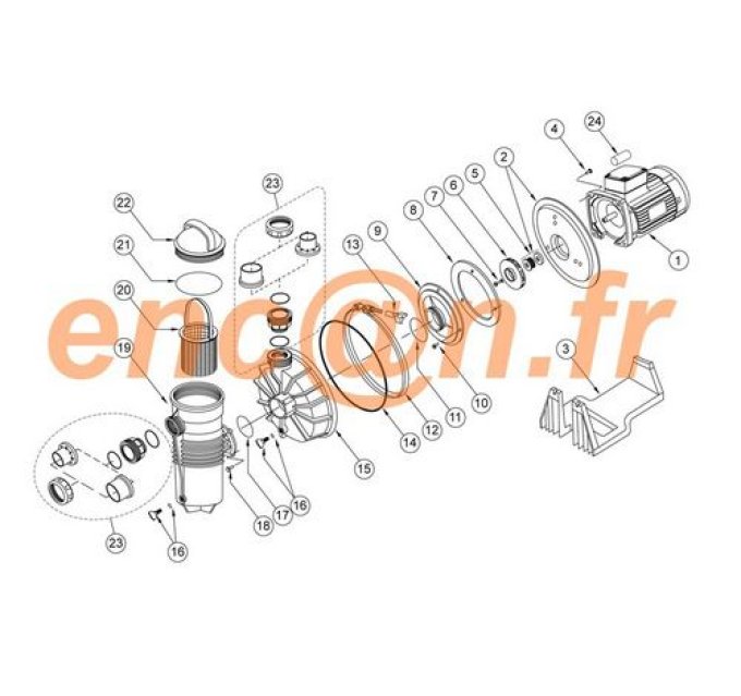 Pièces détachées de pompe Pentair Challenger de 1,5 à 2,2 Kw (2cv à 3cv) - R354546SP