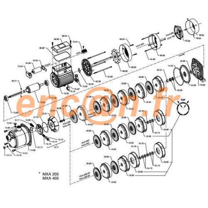 Pièces détachées de surpresseur Calpeda  MXA 203 - 204 -403 -404 (Garniture mecanique EPDM)