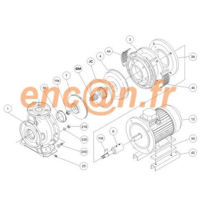 Joint de corps FKM de pompe Ebara série 3 calibres 32/40-200, 50/65-160 et 65-200