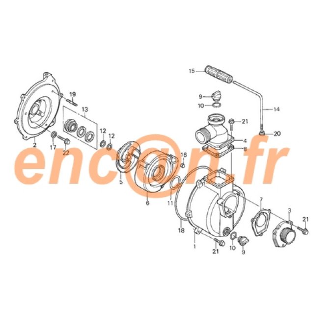 Pièces détachées de motopompe HONDA WH15X et WH20X (91351-YB3-003 et 91351-YG3-000)