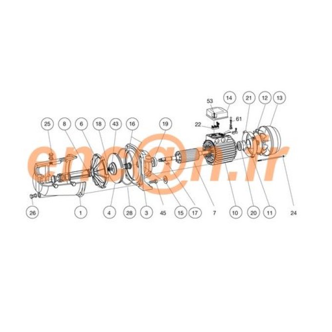 Pièces détachées de pompe surpresseur LEO XKJ-1100L (Joint de corps)