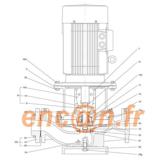 Pièce détachée de circulateur Grundfos LP 100-125/130 A-A-A (BQQE) - 485458