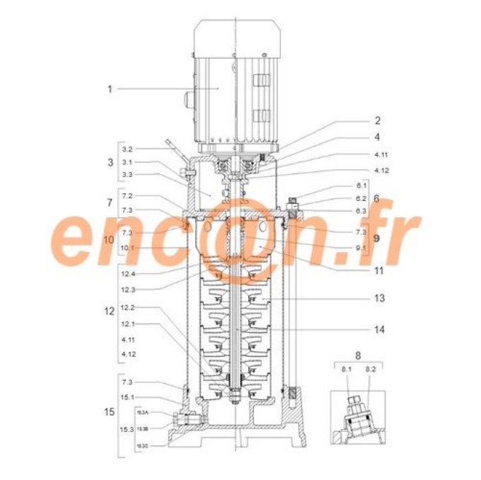 Pièces détachées de pompe Wilo HELIX VE410-1/16/E/S (4212726 - 4178564 - 4178563 - 4176513)