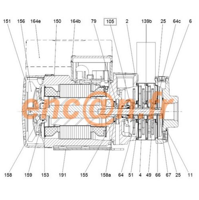 Pièces détachées de pompe Grundfos CM 1 / 3 / 5 version A type AQQE (96932392)